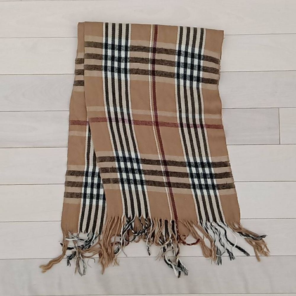 Pierre Cardin Women's Plaid Fringe The Muffler Scarf Brown